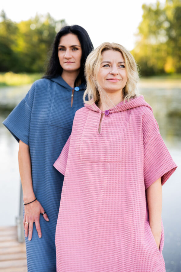 Unisex Rövid Újjú Szörf Poncsó-Pamut Waffle - Image 5