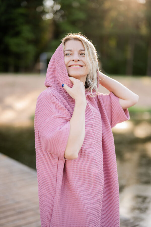 Unisex Rövid Újjú Szörf Poncsó-Pamut Waffle - Image 16